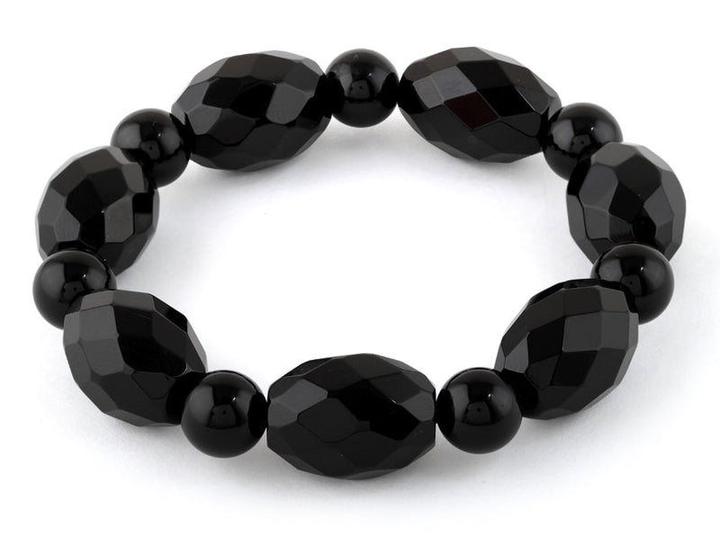 Black Agate Faceted Gemstone Bracelet