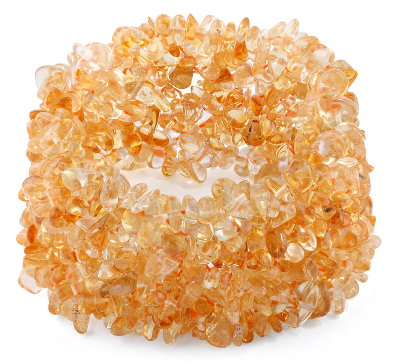 Wide Chips Citrine (Heating) Elastic Bracelet