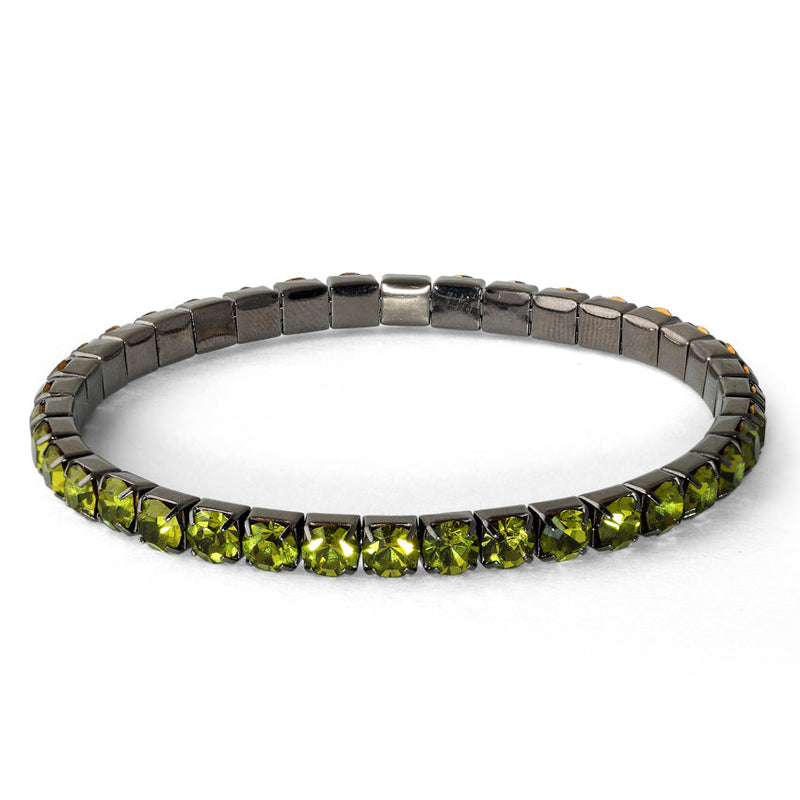 Peridot Glass Elastic Tennis Bracelet (Not Sterling Silver)