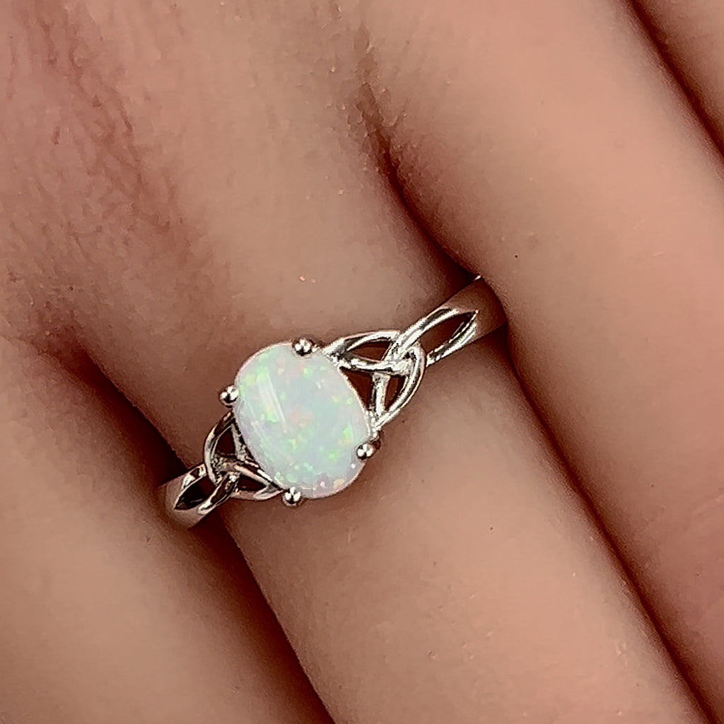 White Opal 9ct & Silver shops Adjustable Ring