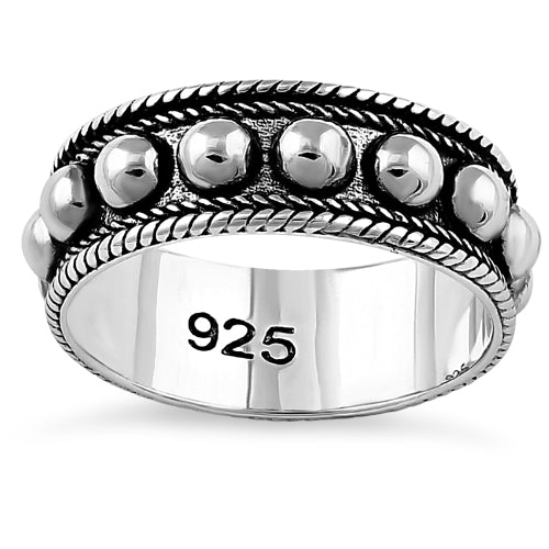 Sterling Silver Beaded Bali Design Ring