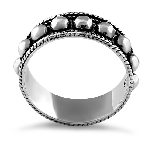 Sterling Silver Beaded Bali Design Ring