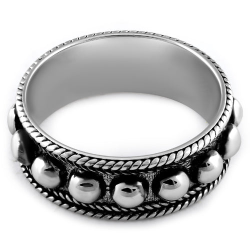 Sterling Silver Beaded Bali Design Ring