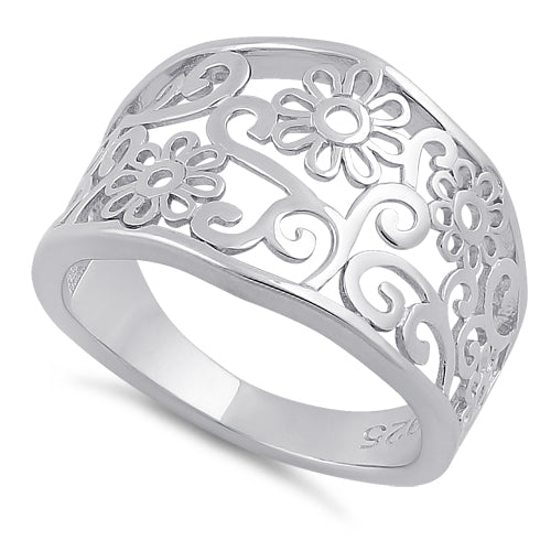 Sterling Silver Flower Vine Ring