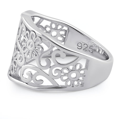 Sterling Silver Flower Vine Ring