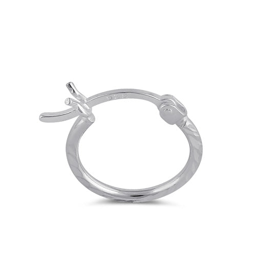 Sterling Silver 1.5MM x 20MM Textured Hoop Earrings