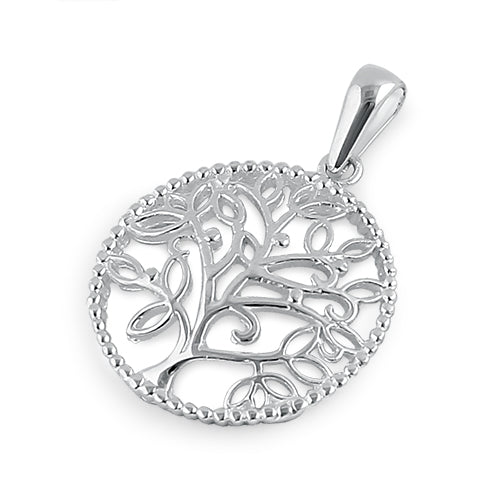 Sterling Silver Circle Tree of Life Pendant