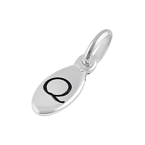 Sterling Silver Letter "Q" Oval Pendant