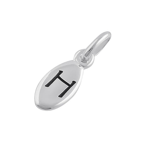 Sterling Silver Letter "H" Oval Pendant