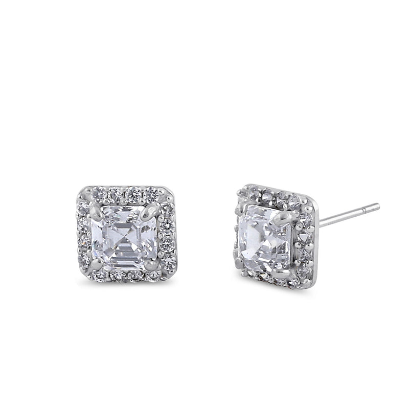 1.42 ct Solid 14K White Gold Asscher CZ Earrings