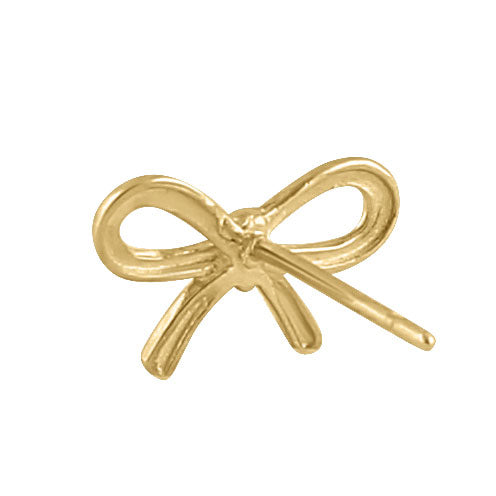 Solid 14K Yellow Gold Bow Earrings