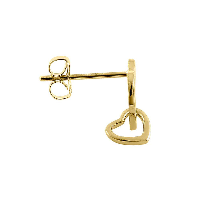 Solid 14K Yellow Gold Linking Heart Earrings