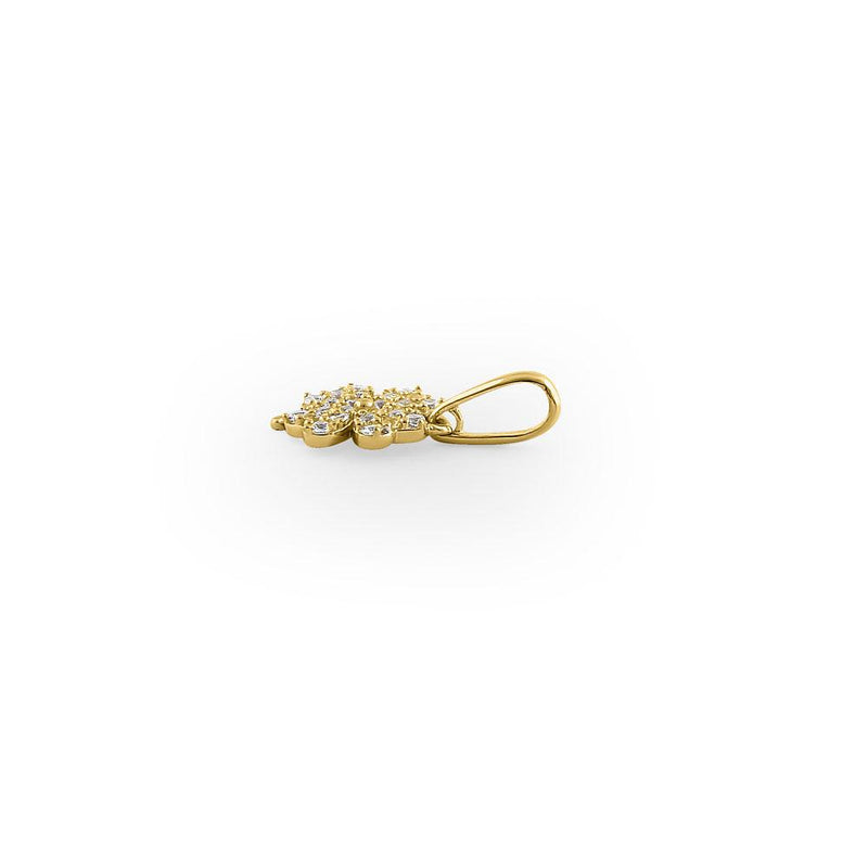 Solid 14K Yellow Gold Lucky Clover CZ Pendant