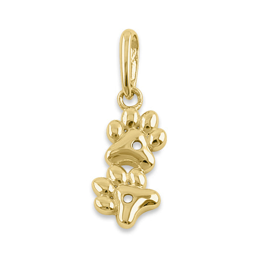 Solid 14K Yellow Gold Double Paw Pendant