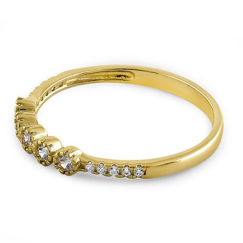 Solid 14K Yellow Gold Five Round CZ Ring