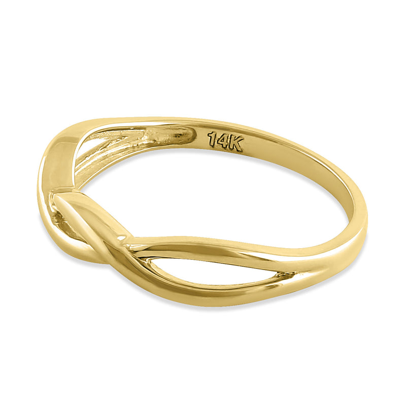 Solid 14K Yellow Gold Plain Braided Ring