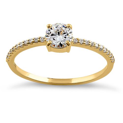 Solid 14k yellow gold CZ outlets Ring