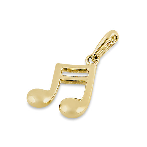 Solid 14K Yellow Gold Music Note Pendant