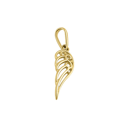 Solid 14K Yellow Gold Angel Wing Pendant