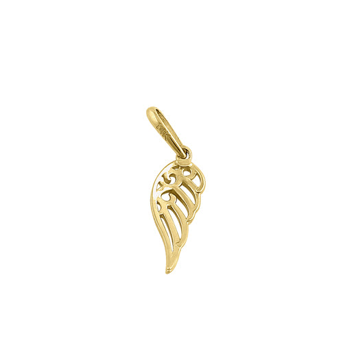 Solid 14K Yellow Gold Angel Wing Pendant