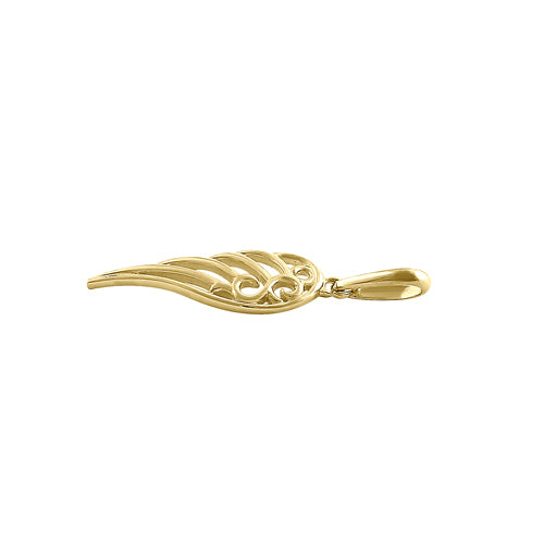 Solid 14K Yellow Gold Angel Wing Pendant