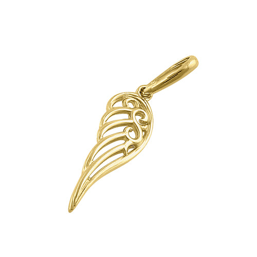 Solid 14K Yellow Gold Angel Wing Pendant