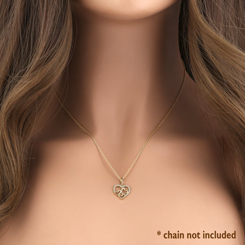 Solid 14K Yellow Gold Quad Heart CZ Pendant