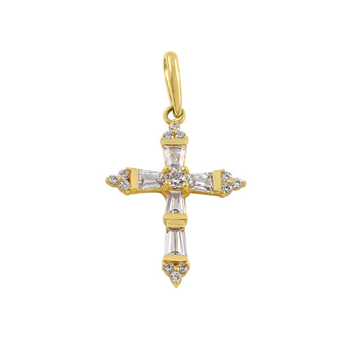 Solid 14k Gold Adorned Cross Pendant