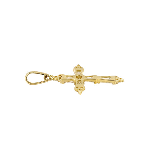 Solid 14k Gold Adorned Cross Pendant