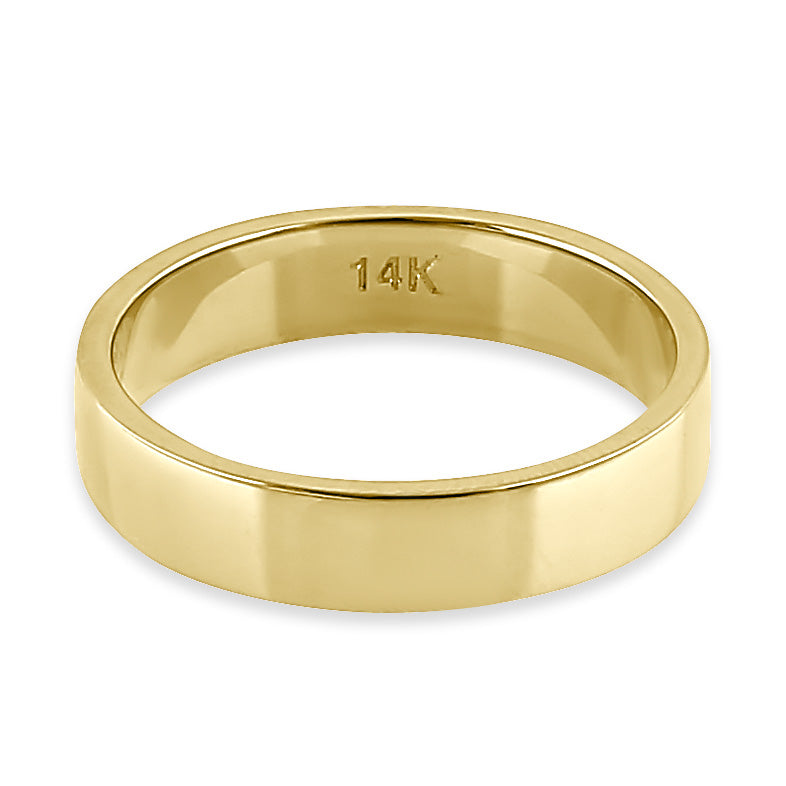 Solid 14K Gold 4mm Flat Wedding Band