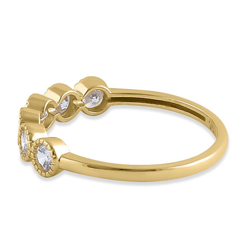 Solid 14K Gold Beaded Half Eternity Round CZ Ring