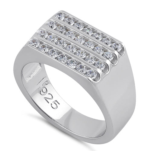 Wholesale Sterling Silver 4 Row Clear CZ Wedding Band for Sale