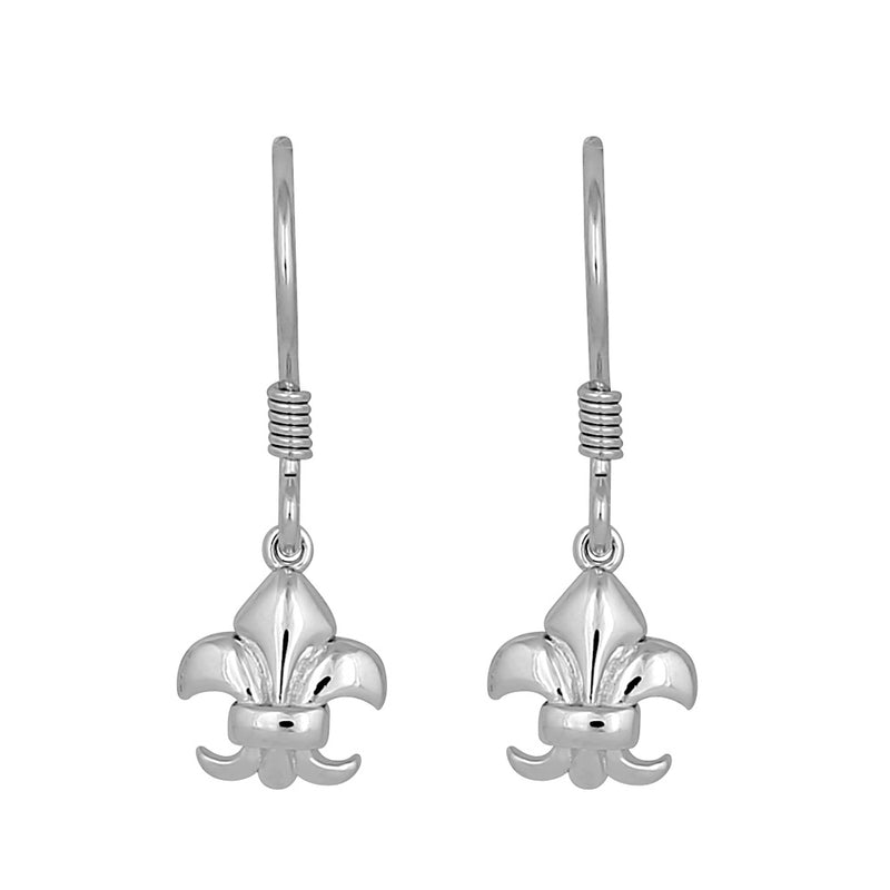 Sterling Silver Fleur De Lies Dangle Earrings