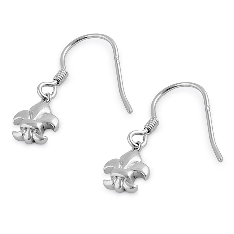 Sterling Silver Fleur De Lies Dangle Earrings