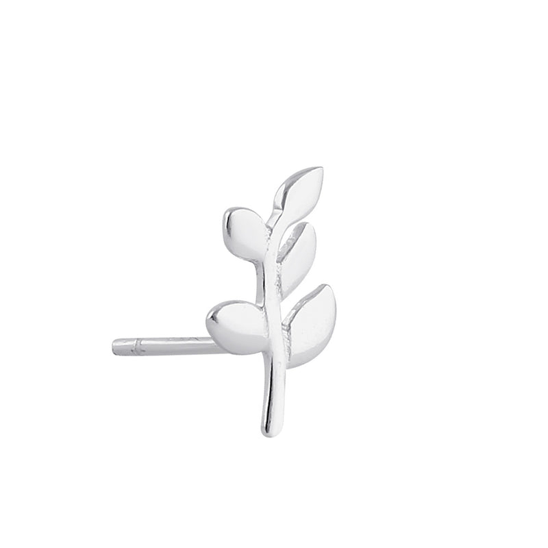 Sterling Silver Trendy Leaf Stud Earrings