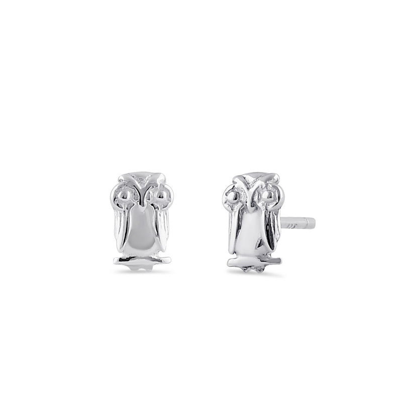 Sterling Silver Owl Stud Earrings