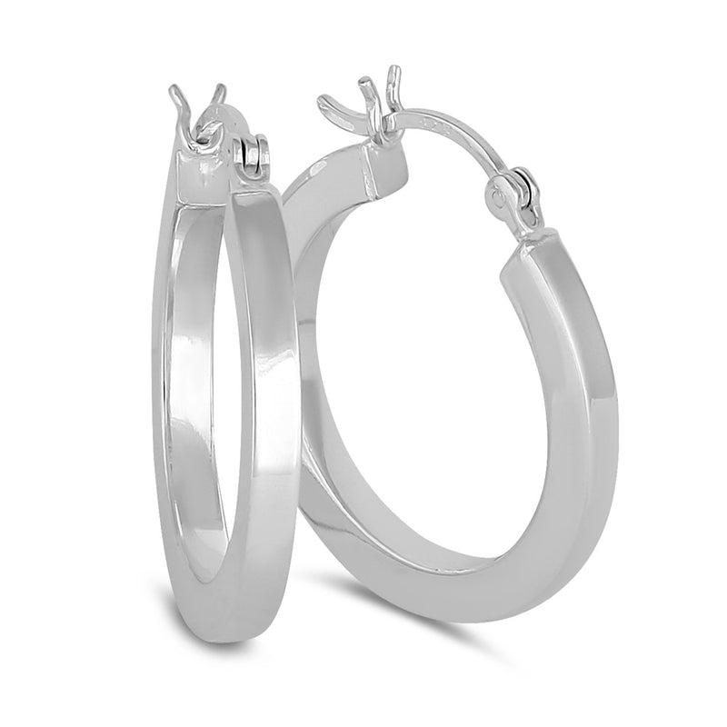 Sterling Silver 3.0mm x 30.0mm Hoop Earrings