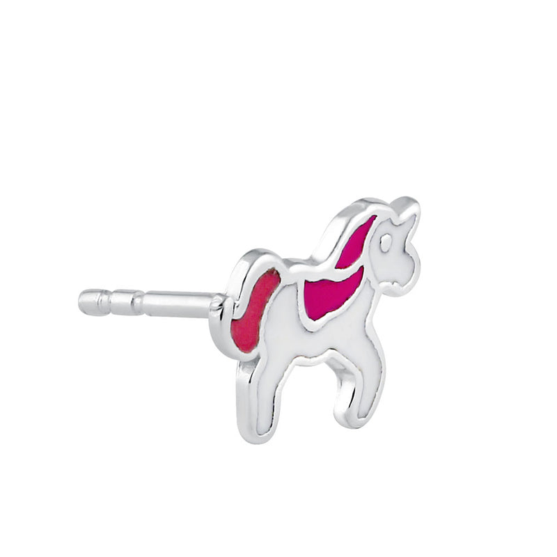 Sterling Silver Enamel Unicorn Stud Earrings