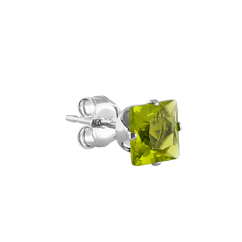 1.4ct Sterling Silver Peridot Square CZ Stud Earrings 5mm