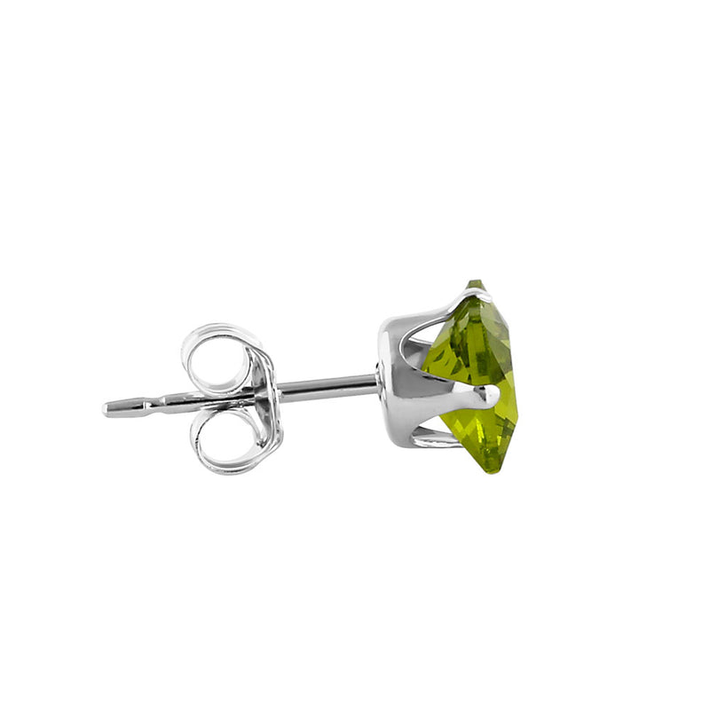 1.4ct Sterling Silver Peridot Square CZ Stud Earrings 5mm