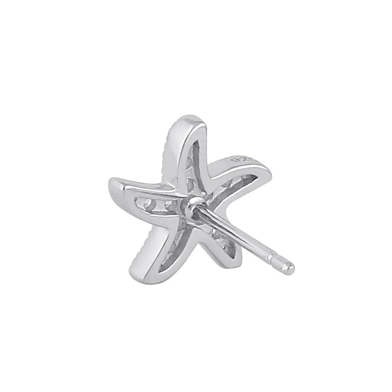 Sterling Silver Starfish Clear CZ Earrings