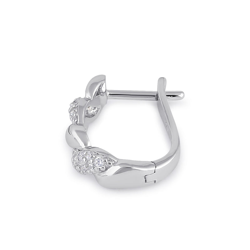 Sterling Silver Clear CZ Rope Twist Hoop Earrings