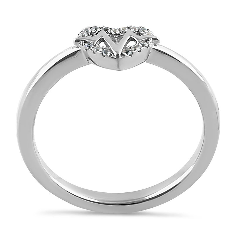 Sterling Silver Inner Heartbeat Round Cut Clear CZ Ring