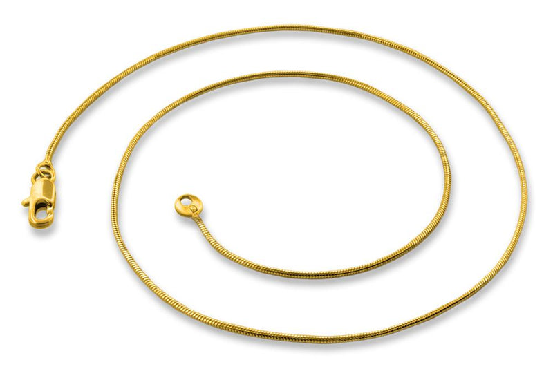 14K Gold Plated 16" Snake Brass Chain Necklace 1.13mm