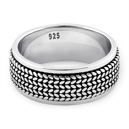 Sterling Silver Rope Pattern Eternity Band