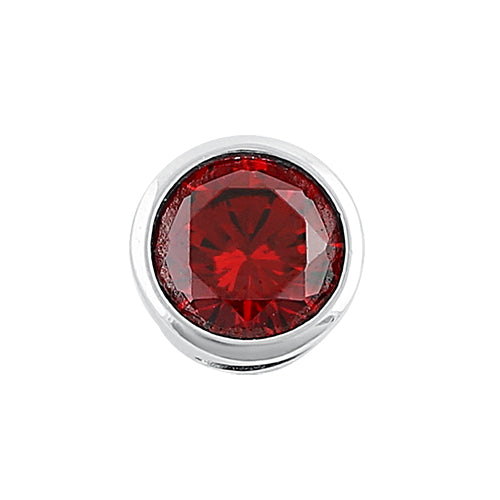 Sterling Silver Round Garnet CZ Pendant