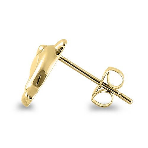 Solid 14K Yellow Gold Dolphion Earrings