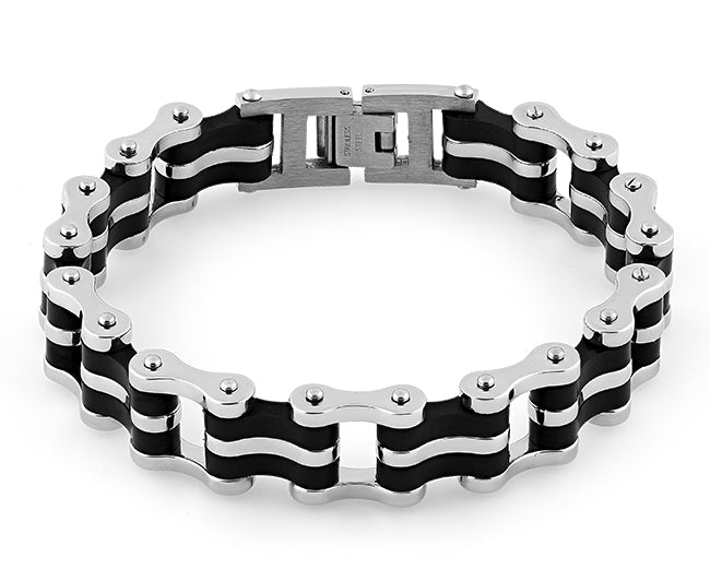 Stainless Steel Biker Black Bracelet