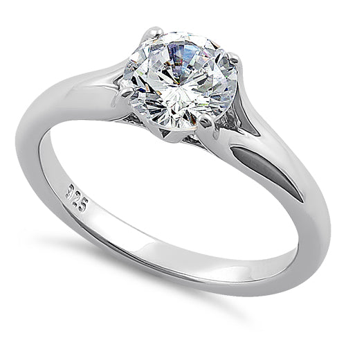 Wholesale Sterling Silver Classic Round Cut Clear CZ Ring for Sale