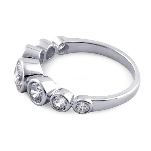 Sterling Silver Clear Seven Stone Round CZ Ring